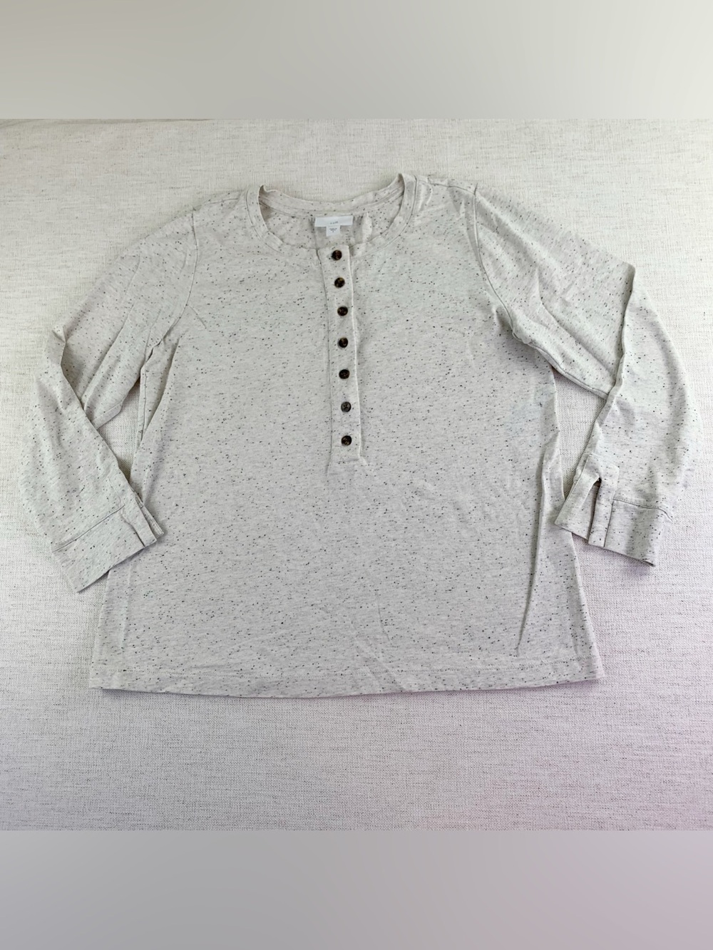 J.‎ Jill women's 3/4 sleeve Speckled Oatmeal Henley Top size S